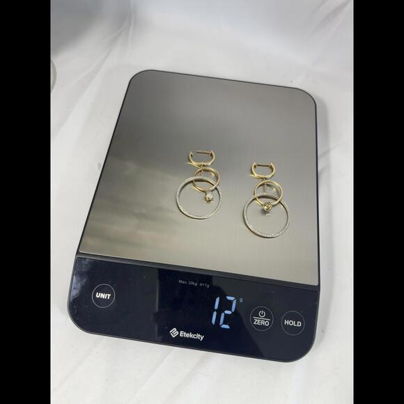 14k Stylish Gold and Diamond Multi-Circle Dangle Earrings - Picture 5 of 6